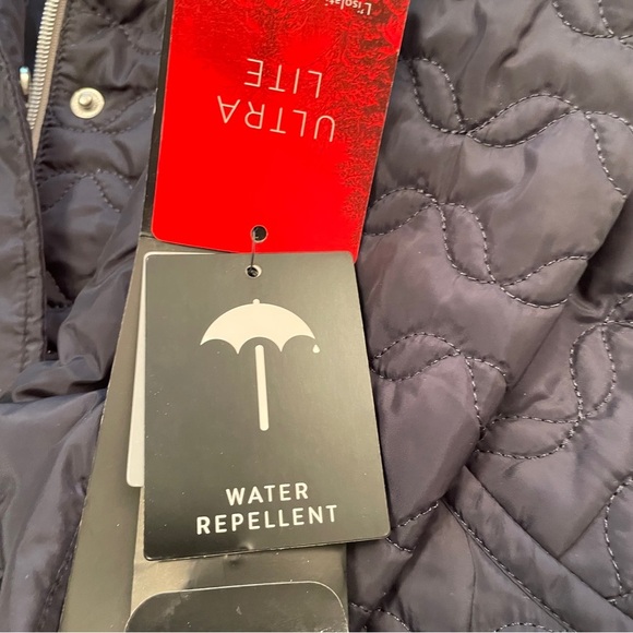 Novelti Quilted Navy Hooded Jacket-Size XS-NWT-Water Repellant-Thin-Lightweight - Picture 13 of 14